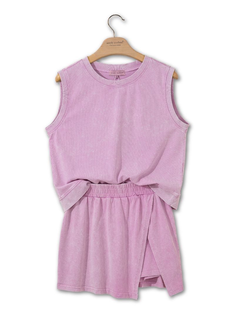 Vintage Wash Pink Athletic Skort Set