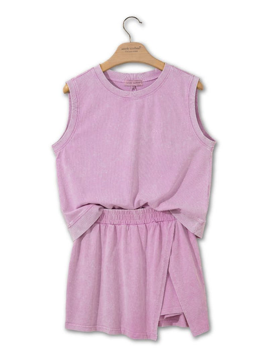 Vintage Wash Pink Athletic Skort Set