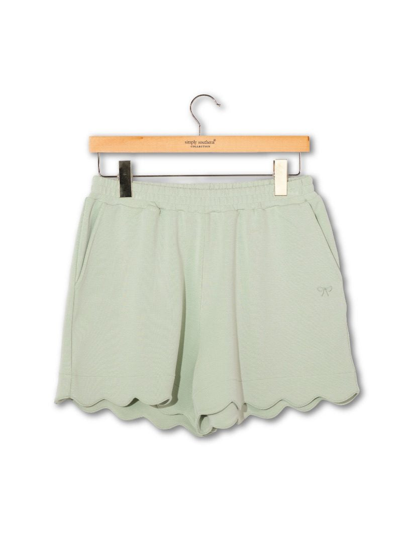 Sage Green Scalloped Shorts