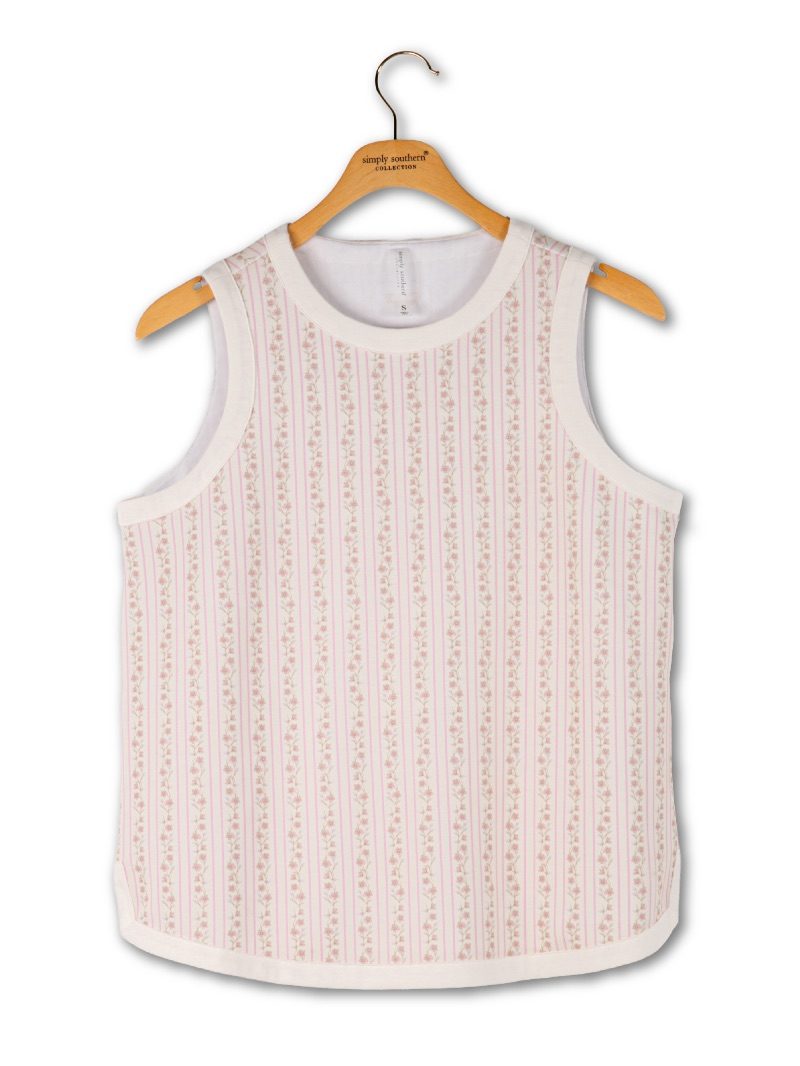 Blush Stripe Contrast Printed Tank Top