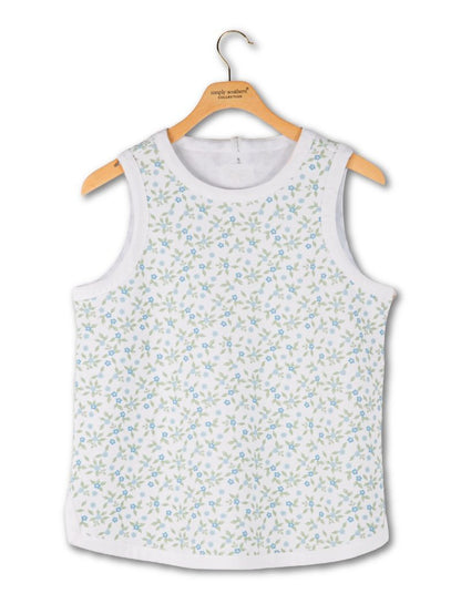 Rosebud Floral Contrast Printed Tank Top