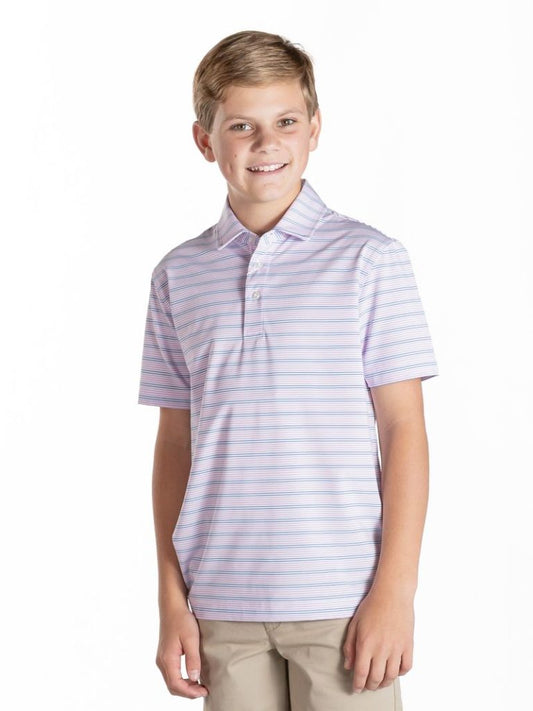 Boy's Purple Stripe UPF Polo