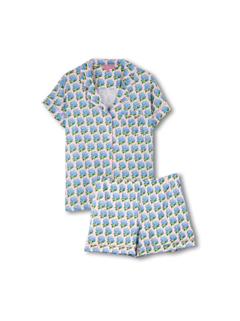Youth Hydrangea Stripe Pj Button Set