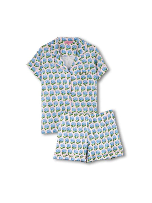 Youth Hydrangea Stripe Pj Button Set