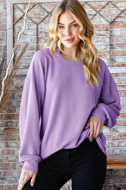 Violet Long Sleeve Paige Ribbed Top