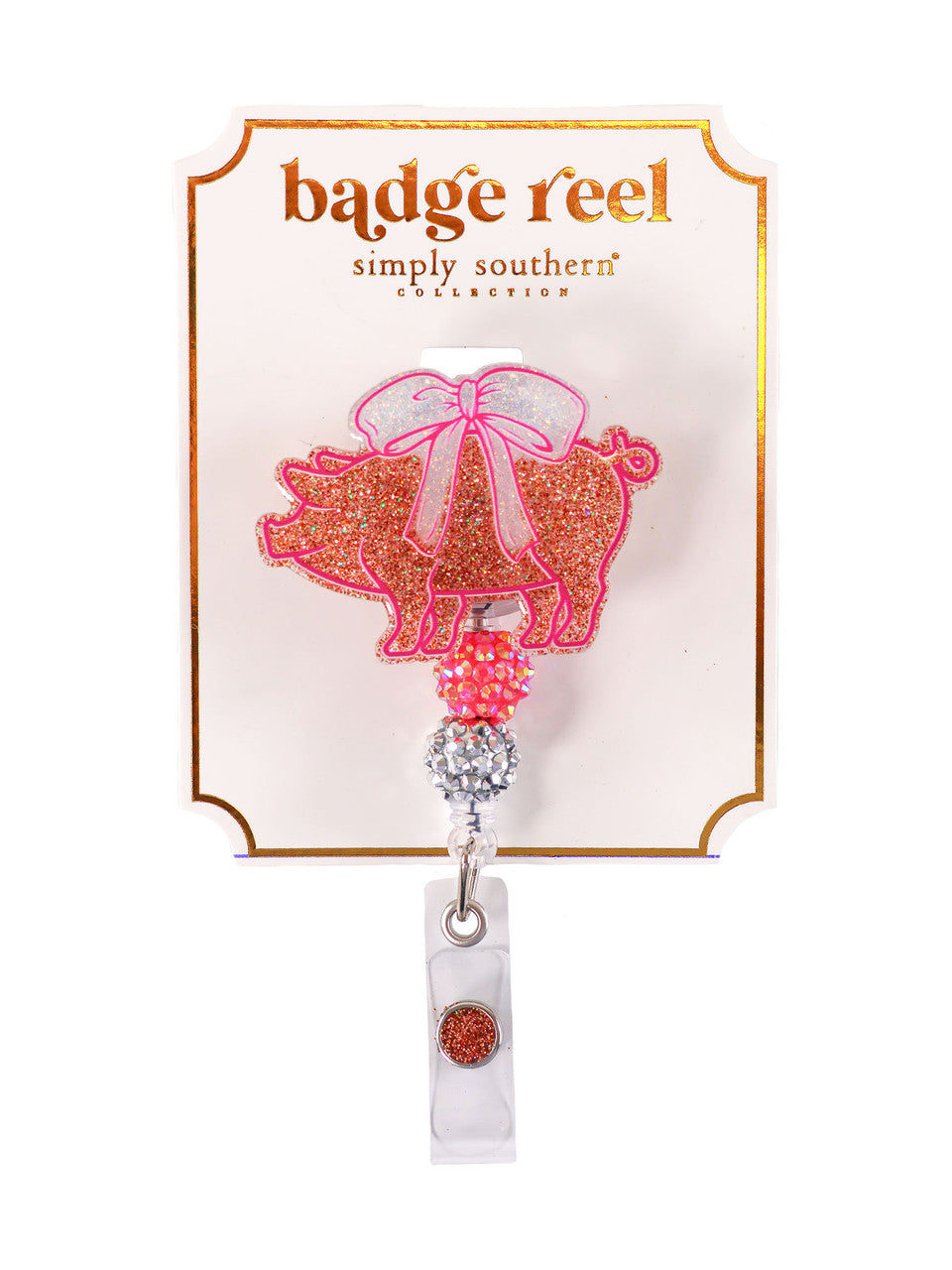 Pig with Bow Badge Reel