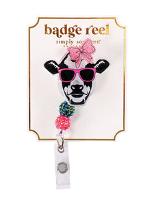 Shades & Bow Cow Badge Reel