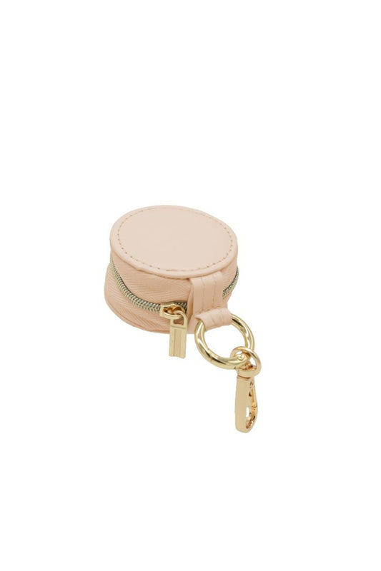 Ivory Leather Keychain Jewelry Case