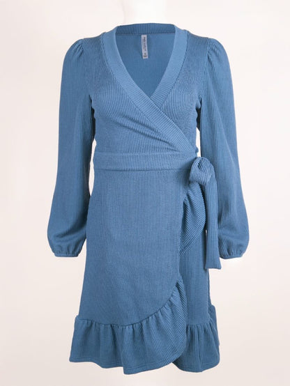 Dark Blue Knit Wrap Dress