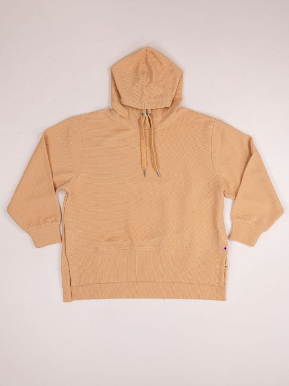 Latte Ribbed Textured Hoodie