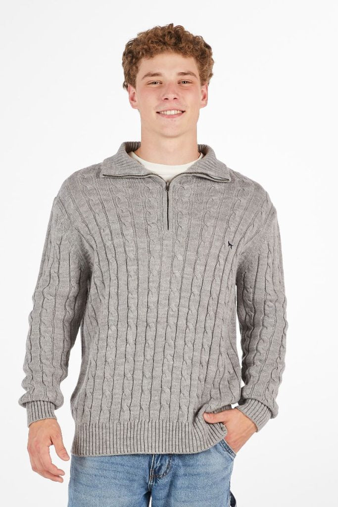Men's Grey Grayson Quarter Zip Sweater