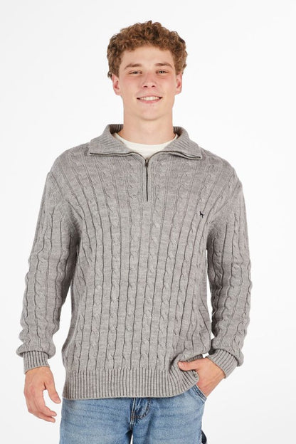 Men's Grey Grayson Quarter Zip Sweater