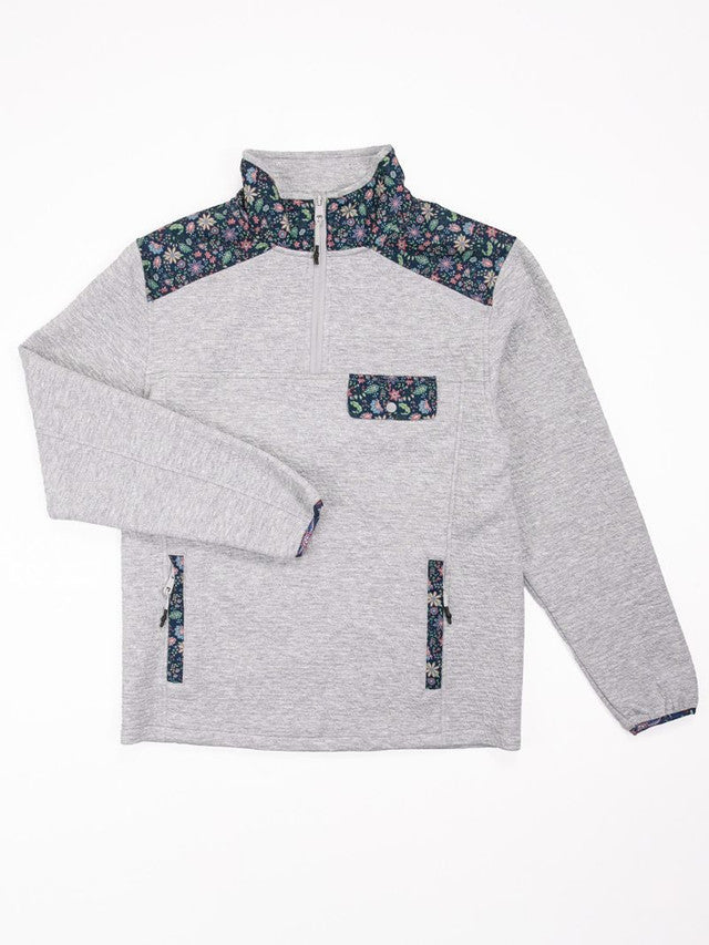 Heather Grey & Space Flower Aria Quarter Zip Pullover