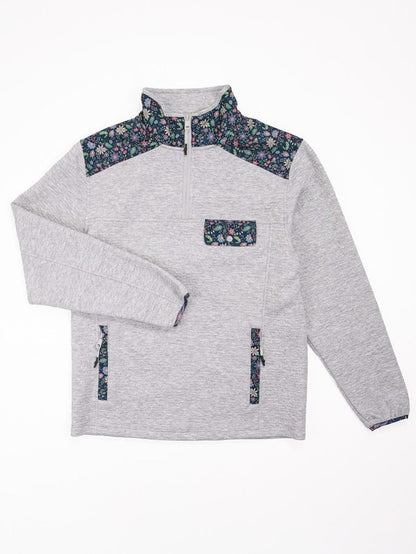 Heather Grey & Space Flower Aria Quarter Zip Pullover