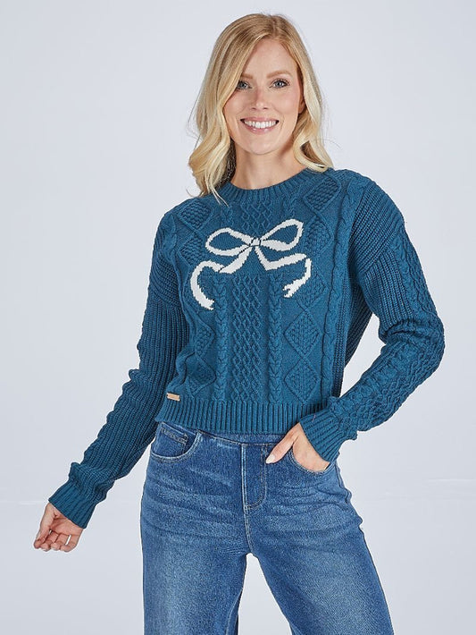 Blue Elana Bow Sweater