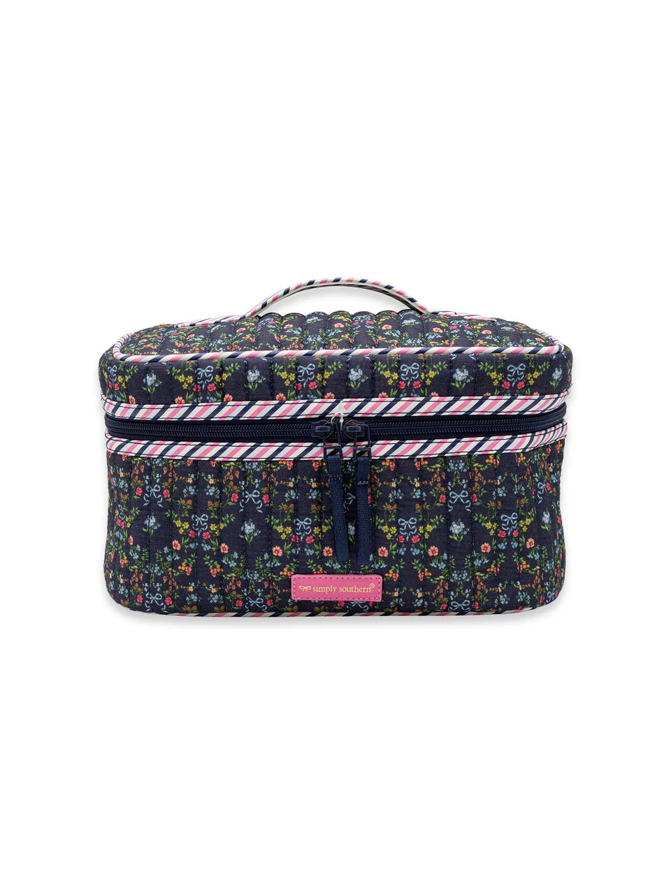 Ribbon Floral Quilted Makeup Case