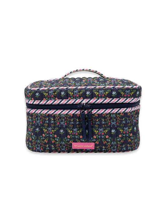 Ribbon Floral Quilted Makeup Case