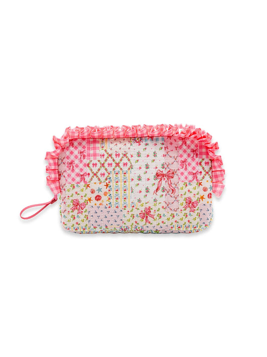 Quilted Ribbon Quilted Ruffle Cosmo Bag