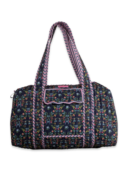Ribbon Floral Quilted Duffle Bag