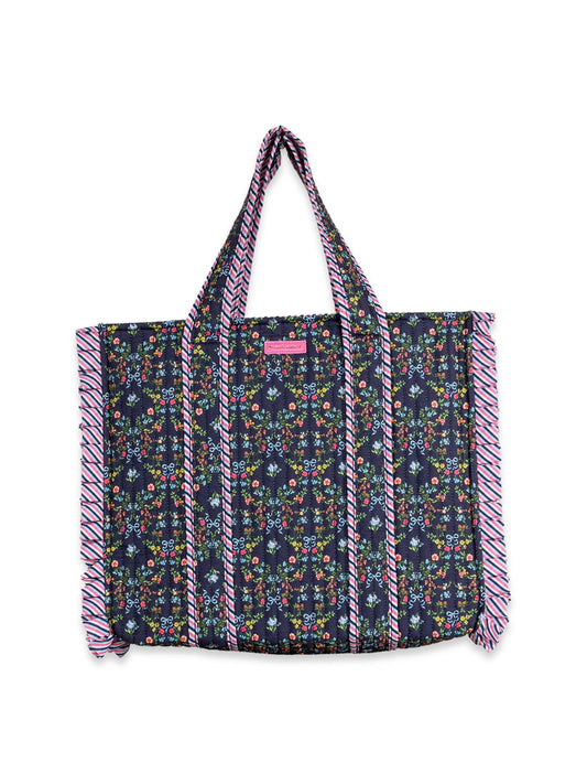 Ribbon Floral Quilted Tote