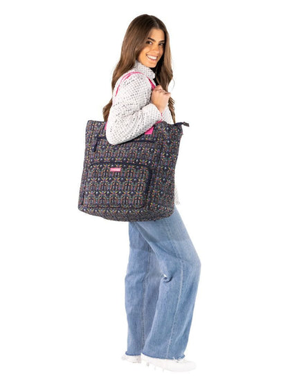 Ribbon Flower Swivel Rolling Tote