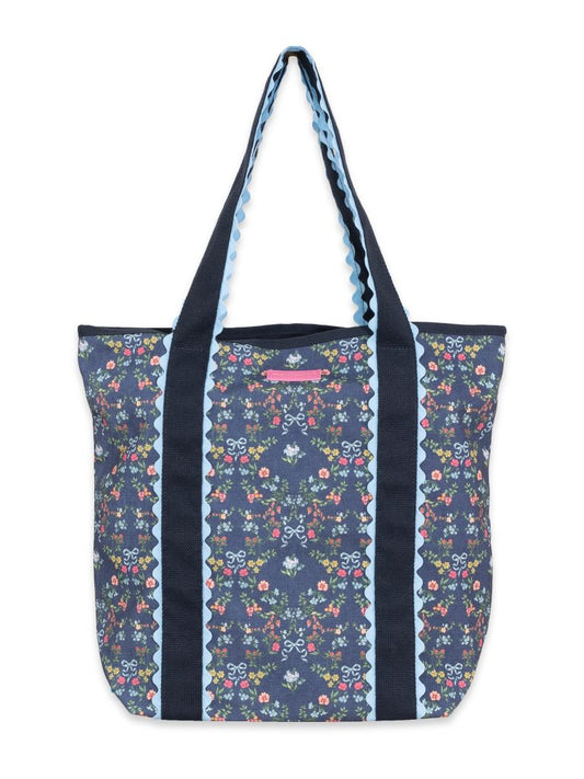 Ribbon Flower Scallop Tote Bag