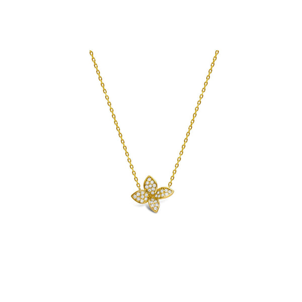 Gold Pave CZ Petal Necklace - A Charming Story