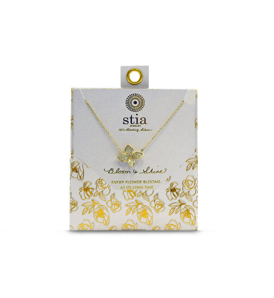 Gold Pave CZ Petal Necklace - A Charming Story