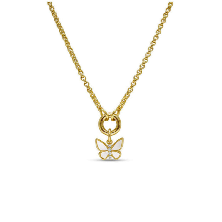 Gold Color with Charm - Simple Stone Butterfly Necklace