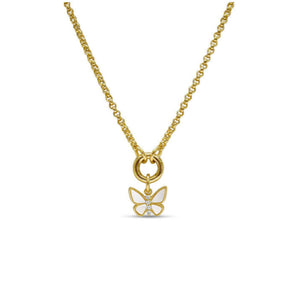 Gold Color with Charm - Simple Stone Butterfly Necklace