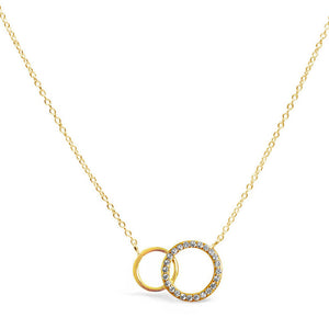 Gold Dainty Double Circle Necklace