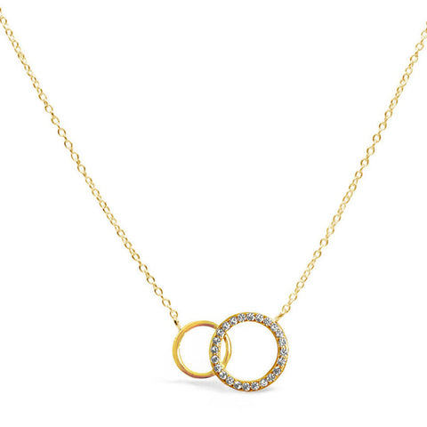 Gold Dainty Double Circle Necklace