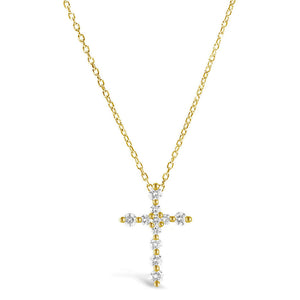 Gold Charm & Chain - Prong Cross Slider Necklace