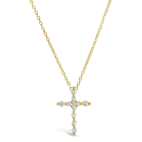 Gold Charm & Chain - Prong Cross Slider Necklace