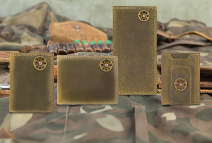 Shotshell Vintage Tan Leather Trifold Wallet