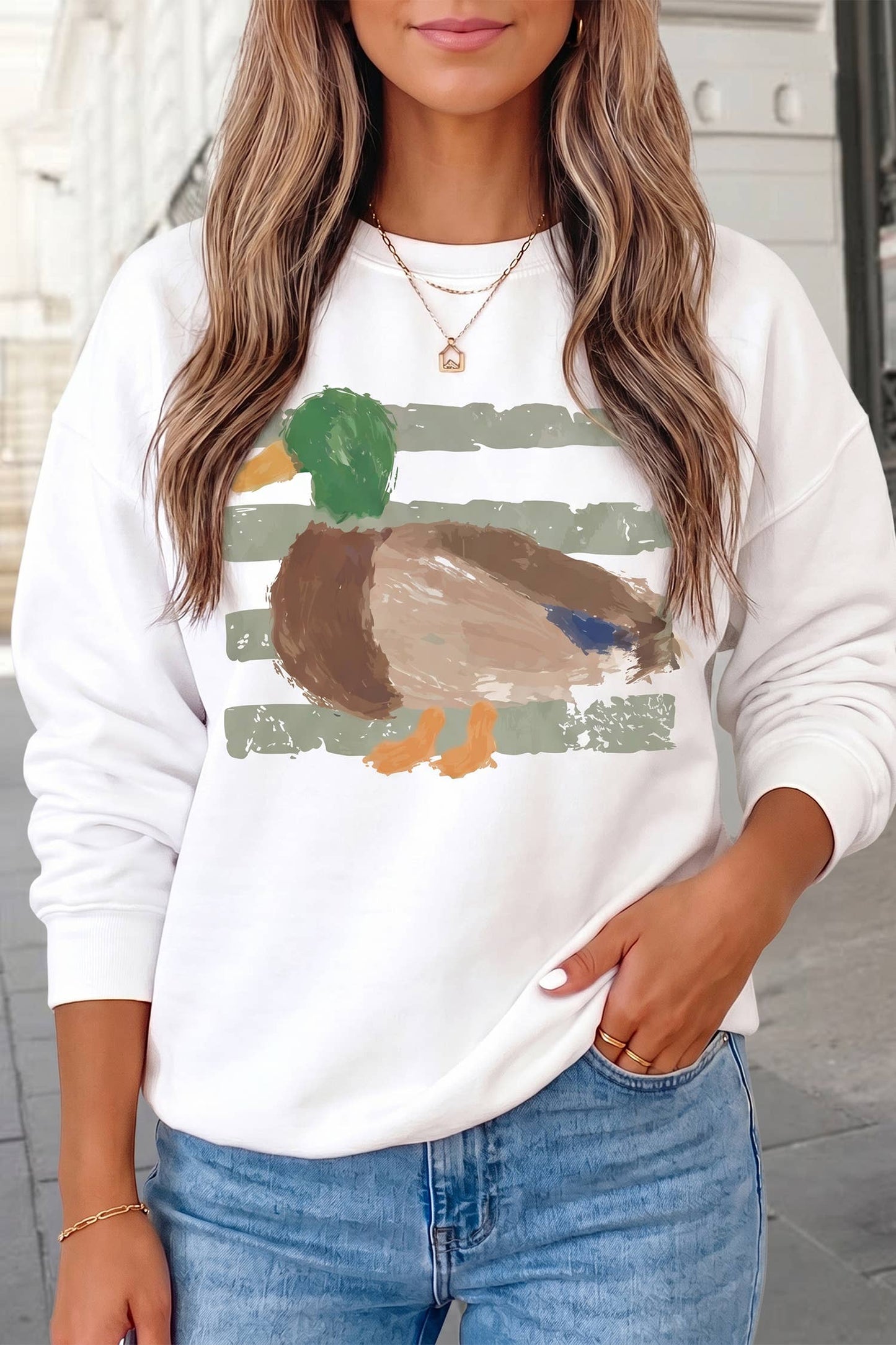 Mallard Duck Graphic Crewneck Sweatshirt