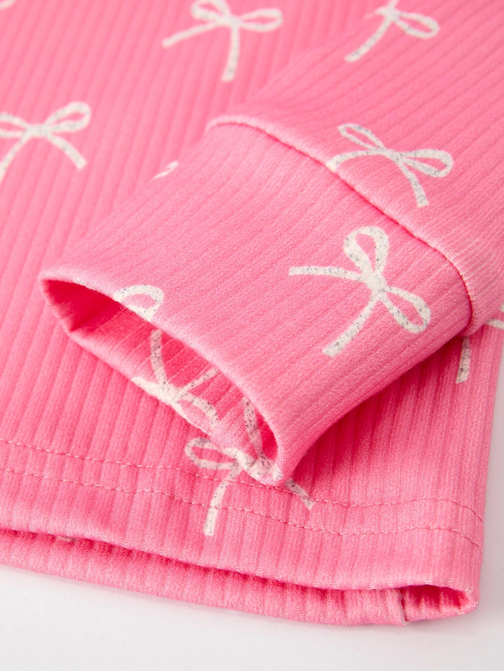 Youth Pink with White Bow Pajama Pant Set