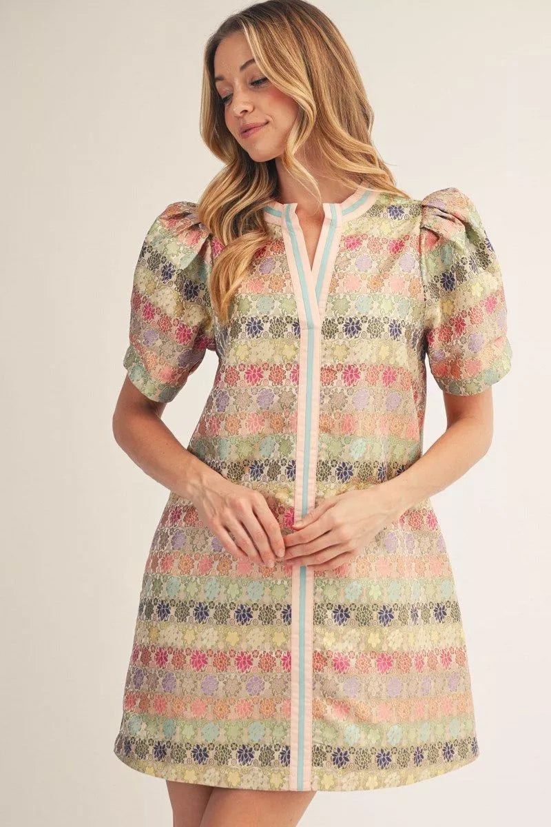 Blush Spring Meadow Puff Sleeve Dress
