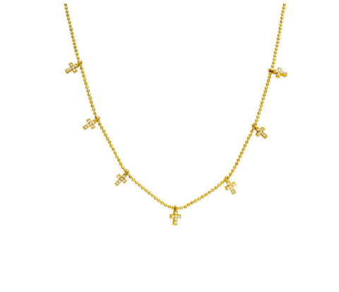 Gold Dazzling Dangles - CZ Mini Cross Necklace