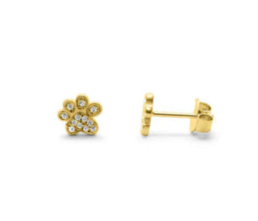 Gold Pavé Paw Stud Earrings