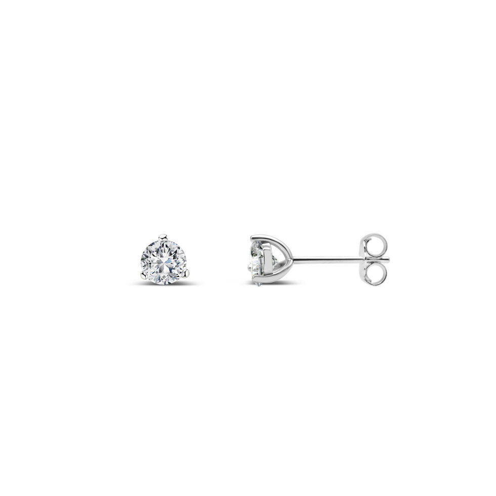 Silver Solitaire Stud 3 Prong .5CT Earrings
