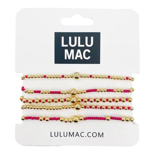 Lulu Mac Red & Gold Bracelet Set