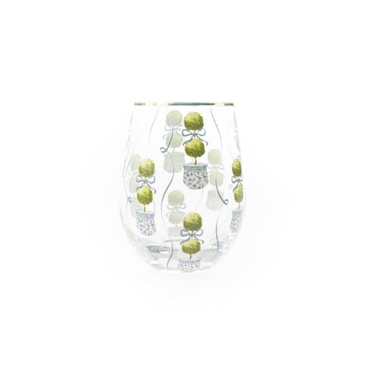 Topiary Print Stemless Wine Glass