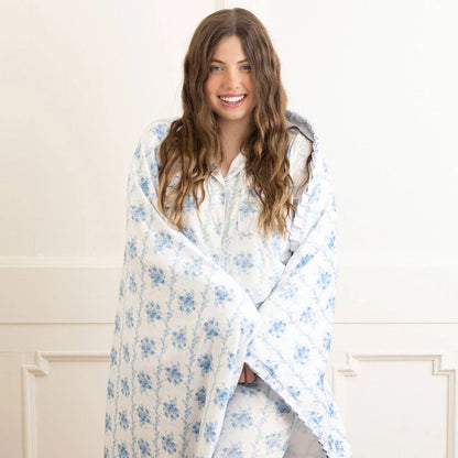 Blue Rose Vine Luxe Throw Blanket