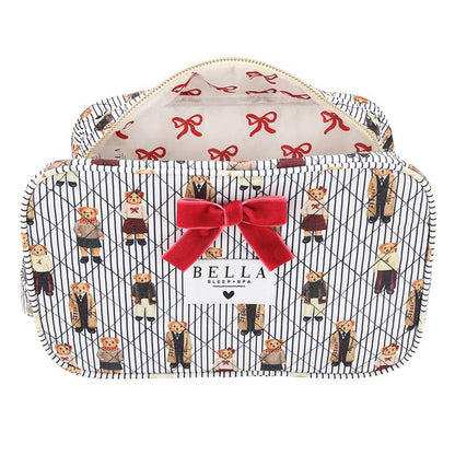 Navy Stripes + Bears Quilted Cosmetic Bag