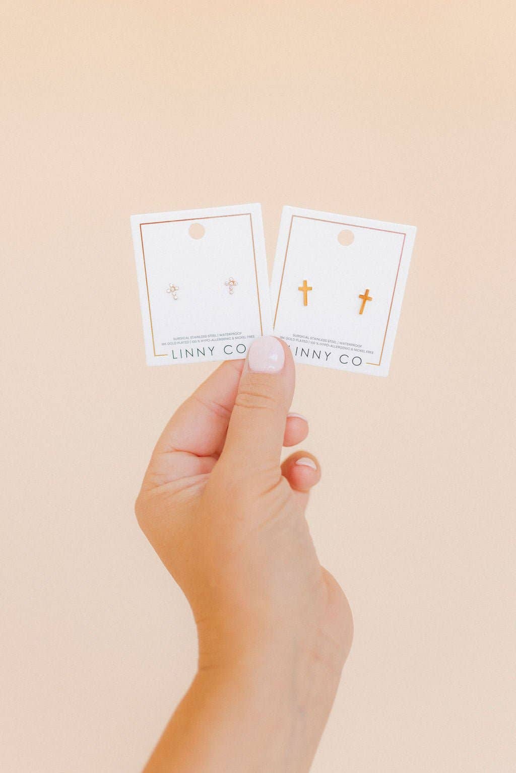 Catherine Cross Gold Screwback Stud Earrings