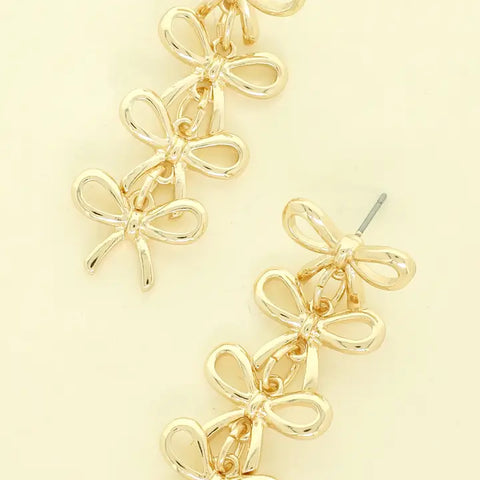 Gold Open Butterfly Bow Earrings