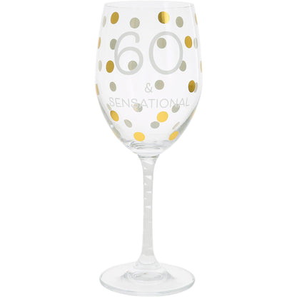 60th Gift Boxed 16 oz Crystal Wine Glass
