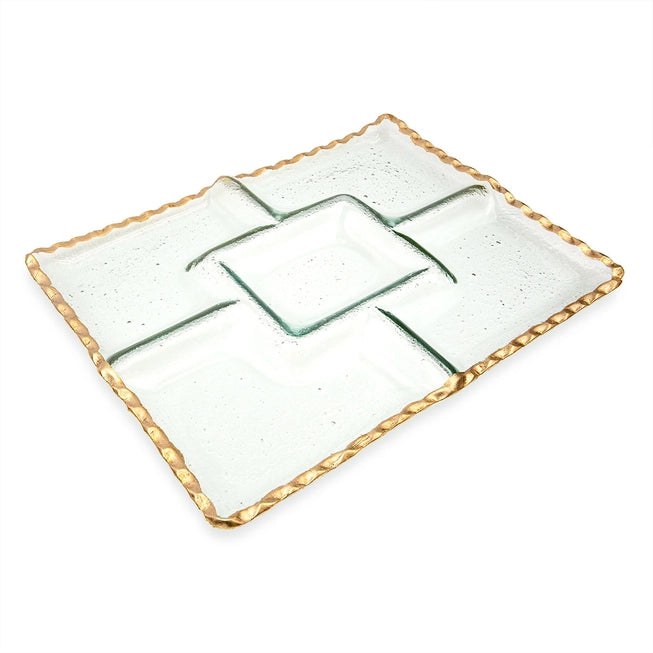 Gold & Clear Bonaparte Chip and Dip Serving Tray