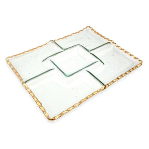 Gold & Clear Bonaparte Chip and Dip Serving Tray